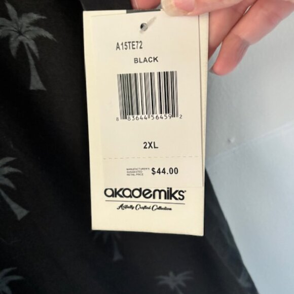 NWT Akademiks Mens Black Tropical Hawaiian Print Palm Tree T Shirt Casual 2XL - Picture 7 of 7